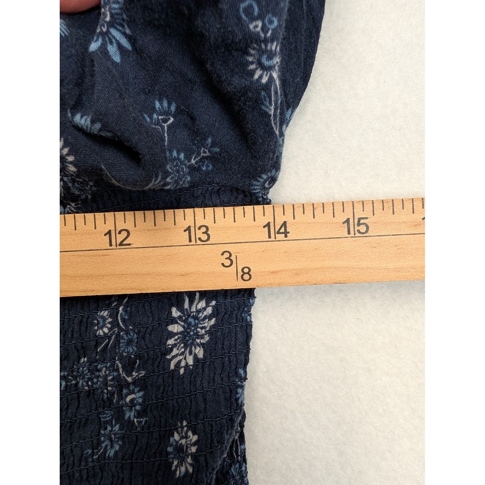 Madewell Womens Smocked Peplum Top Size 0 Floral Long Sleeve Navy Blue - Picture 6 of 9